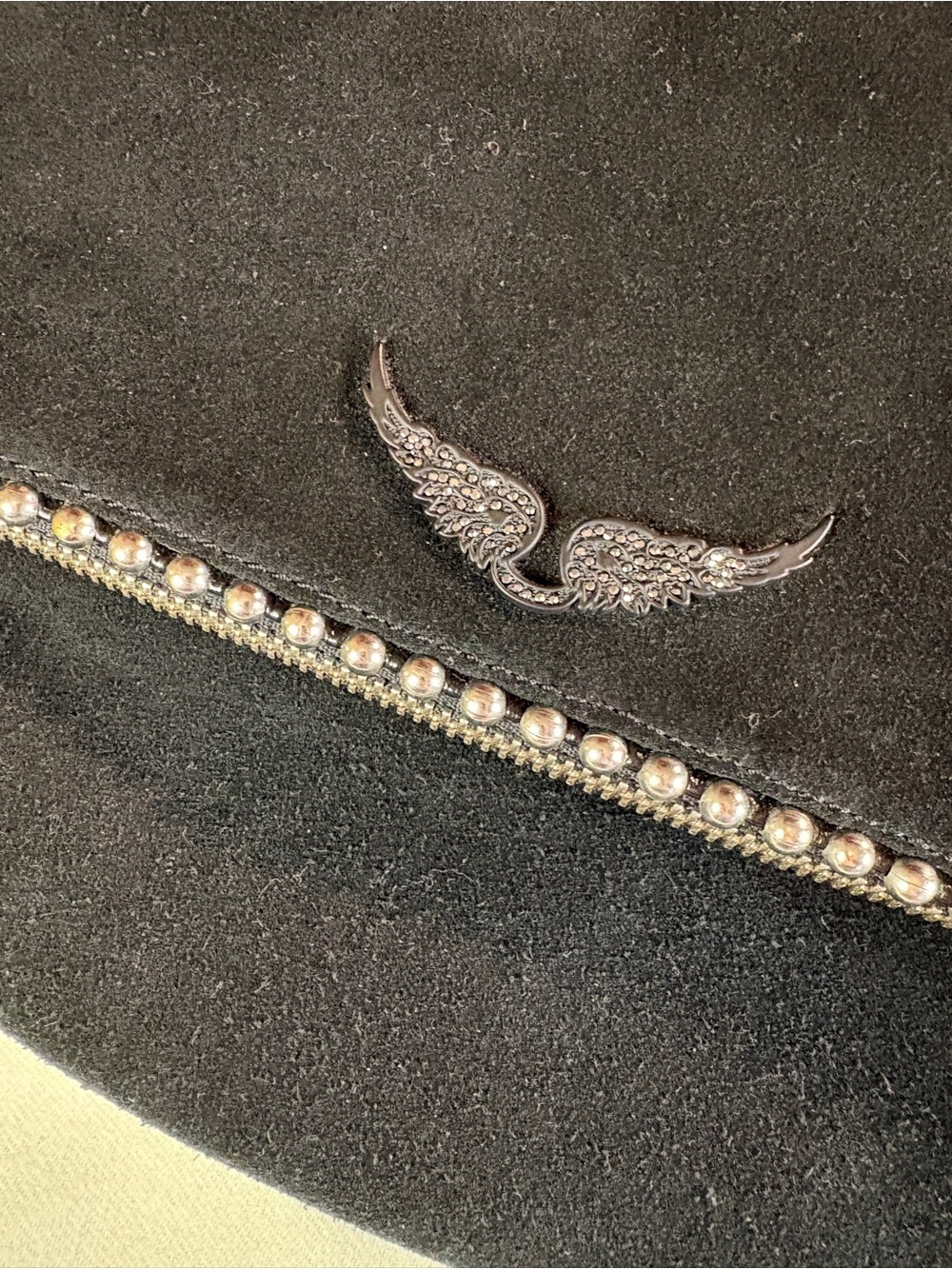 Zadig & Voltaire Black Suede Wing-Emblem Chain Crossbody - Picture 4 of 13